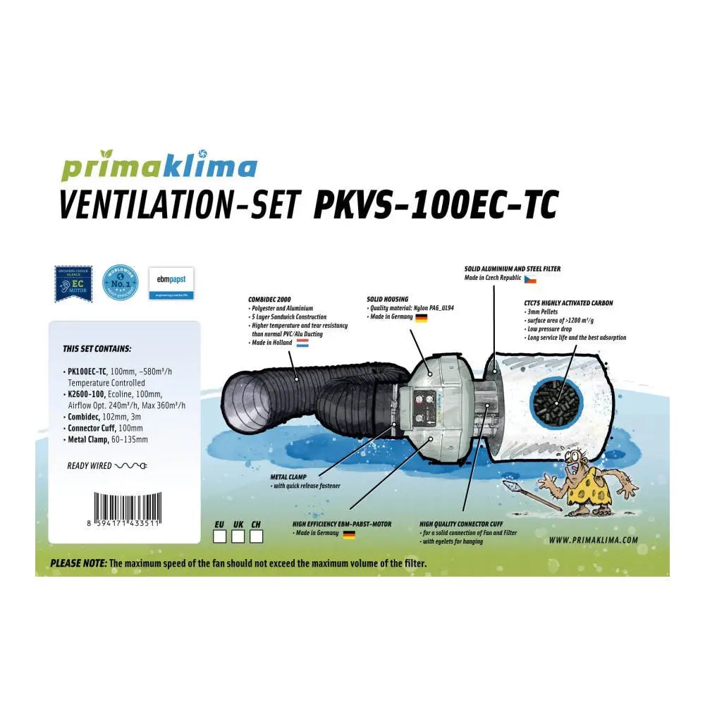 Prima Klima Ventilation PKVS Set PK100EC-TC Temperature Controlled PrimaKlima