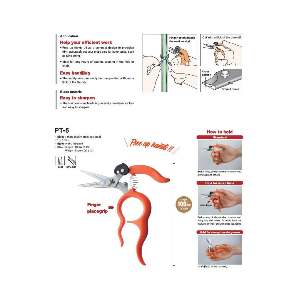 Saboten Hands Free Secateurs, kleine Gartenschere Master Trimmer
