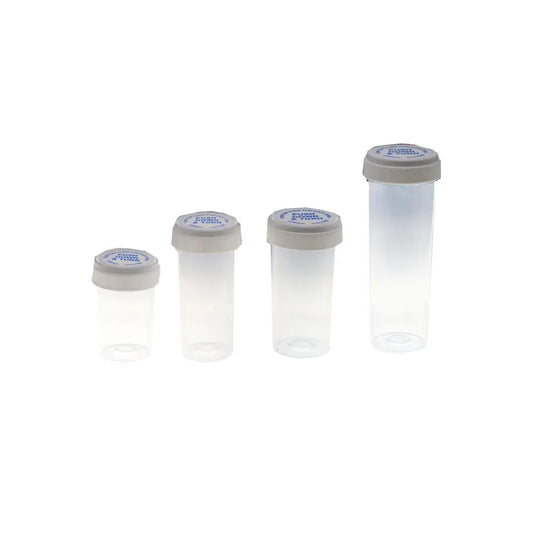 Medic Conservation plastic jar transparent 45x140 mm, BOX 100 Stk. Headshop