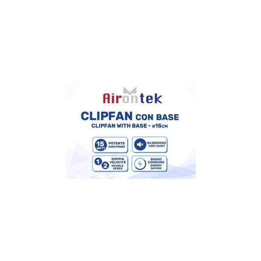 Airontek Clip Fan 15W, zweistufiger Clip-On-Ventilator, Durchmesser 15 cm Airontek
