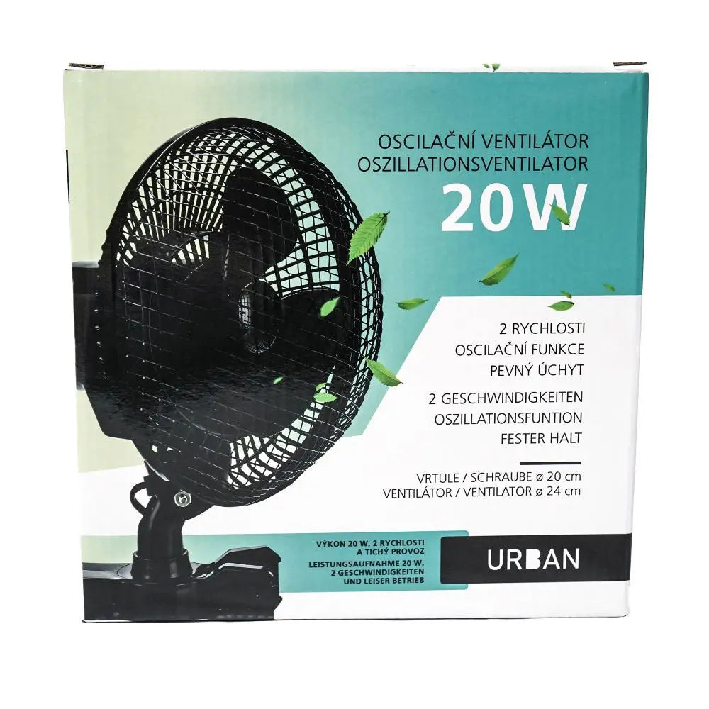 Urban Oscilfan 20W, oszillierender Ventilator mit zwei Geschwindigkeiten, Durchmesser 24 cm URBAN