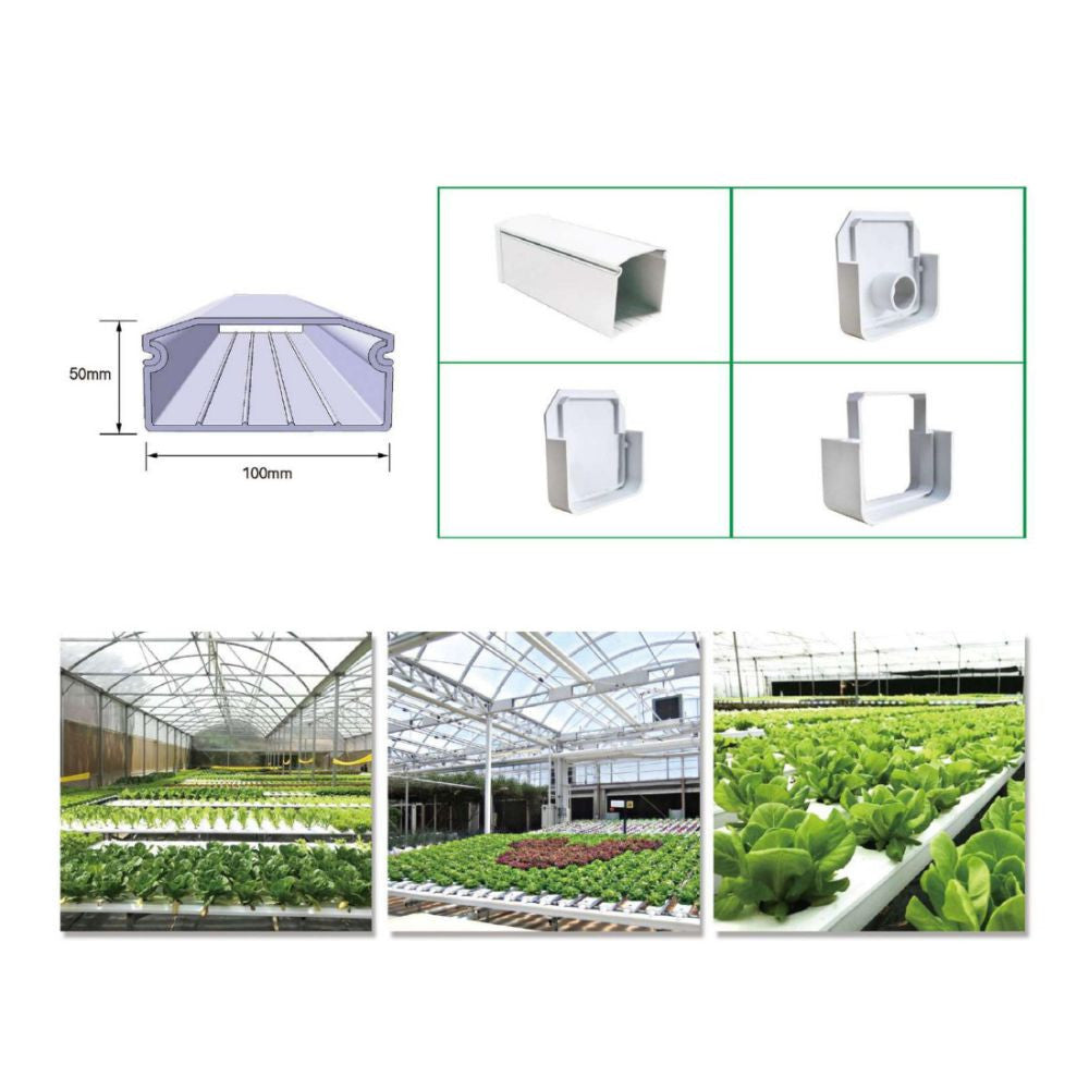 Urban Hydro NFT Rinne 100x50 mm - ohne Loch, 1-lagig, innen weiß, 290 cm