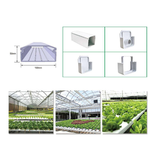 Urban Hydro NFT Rinne 100x50 mm - ohne Loch, 1-lagig, innen weiß, 290 cm