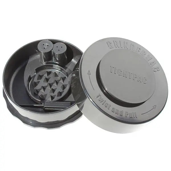 TightVac GrinderVac 60 ml, luftdichtes Gefäß mit Grinder Schwarz TightVac