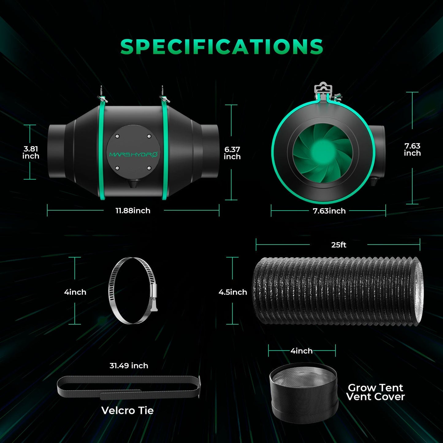 Mars Hydro TS 1000 Komplettes Grow-Zelt-Set Dimmbares 150W LED Grow-Licht+80x80x160cm Indoor-Zelt +4″ Belüftungssystem für 1-3 Pflanzen Growhub