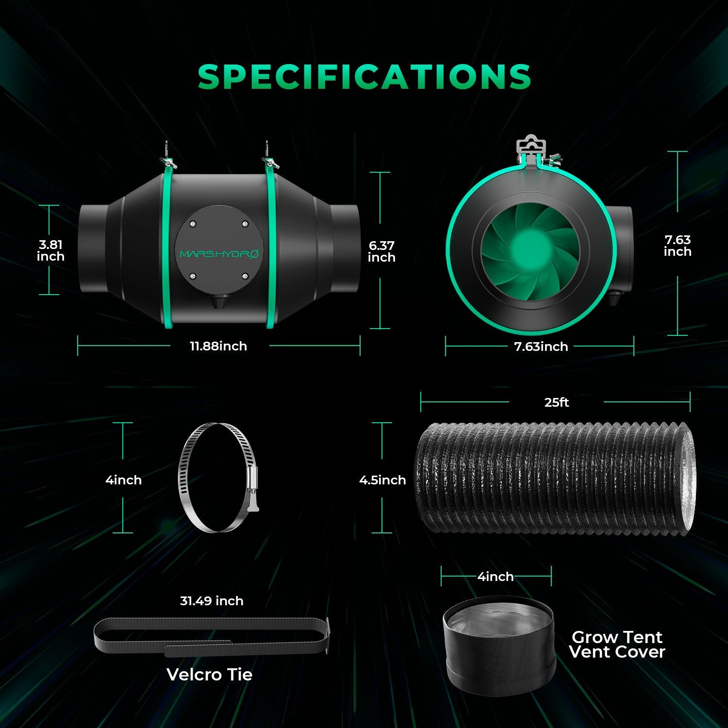 Mars Hydro TS 1000 Komplettes Grow-Zelt-Set Dimmbares 150W LED Grow-Licht+80x80x160cm Indoor-Zelt +4″ Belüftungssystem für 1-3 Pflanzen Growhub