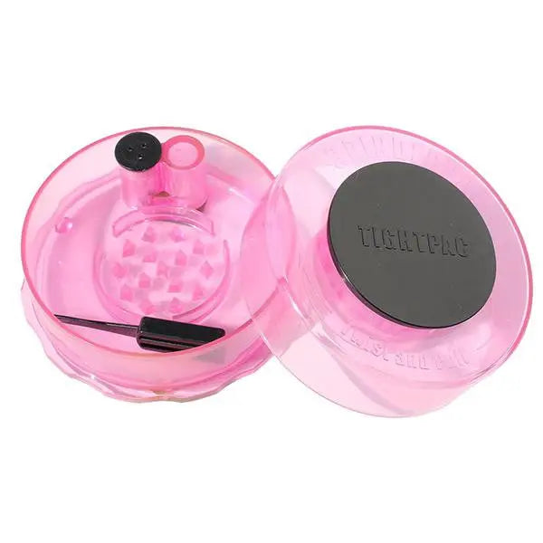 TightVac GrinderVac 60 ml, luftdichtes Glas mit Mahlwerk, transparent rosa TightVac