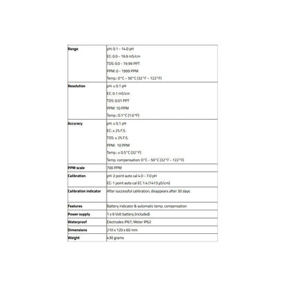Aqua Master Tools H600 Pro (pH, EC, Temp)