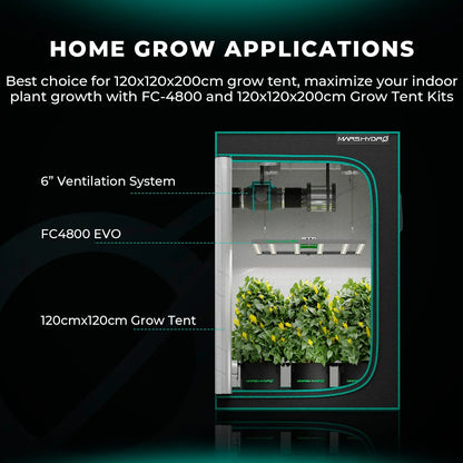 Mars Hydro FC 4800-EVO Full Spectrum LED Grow Lights - Best Yield 480W Lampe für 120x120cm GrowBox Zelt Mars Hydro