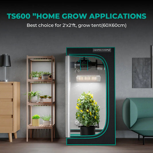 Mars Hydro TS 600 Complete Grow Tent Kit | 100W LED Grow Light + 60x60x140cm Indoor Grow Tent + 4″ Ventilation System | Ideal für Anfänger Grower Growhub