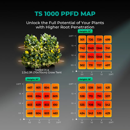 Mars Hydro TS 1000 Komplettes Grow-Zelt-Set Dimmbares 150W LED Grow-Licht+80x80x160cm Indoor-Zelt +4″ Belüftungssystem für 1-3 Pflanzen Growhub