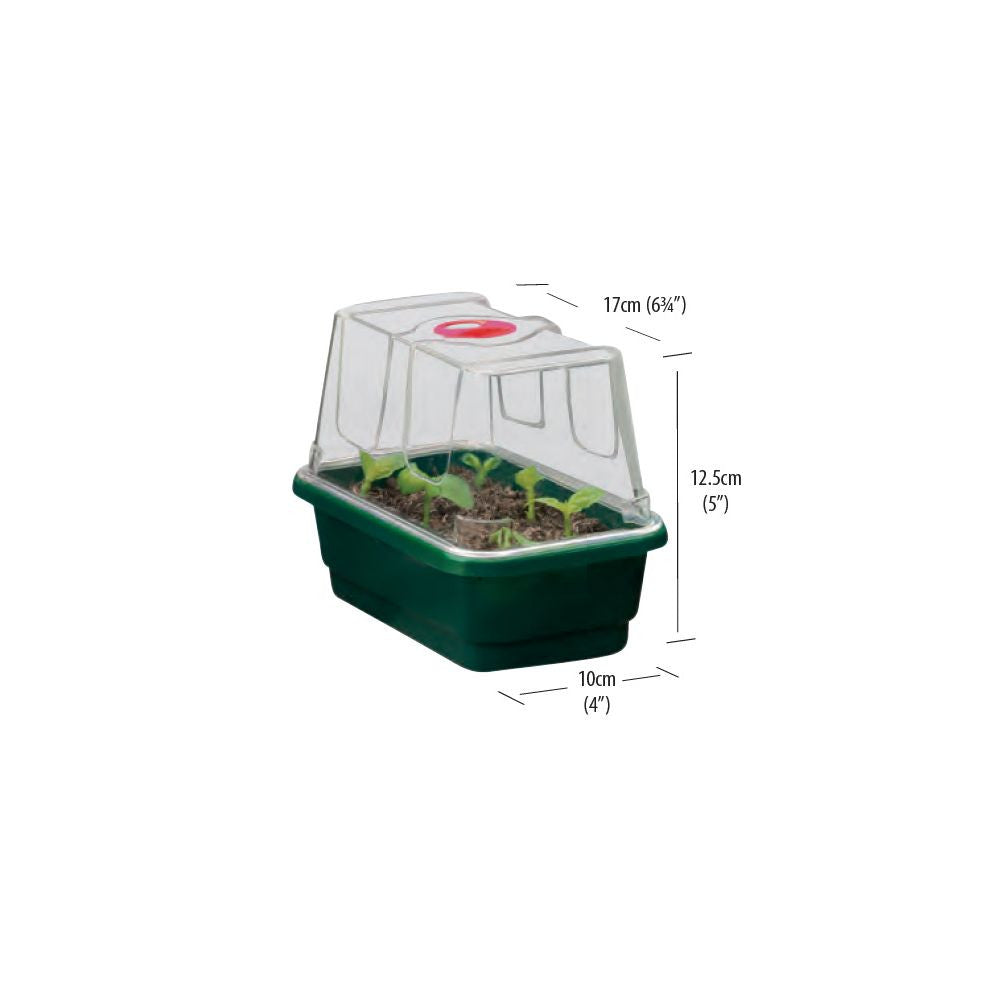 Garland Gewächshaus Mini High Dome Propagator Green mit Drainage, Hartplastik, unbeheizt, 17x10x12 cm