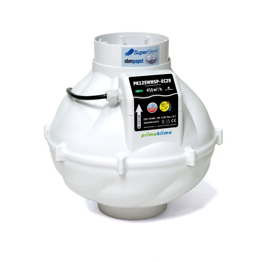 Prima Klima ventilátor Whisperblower EC 125 mm - 450 m3/h, EC motor - ohne Leistungsregelung PrimaKlima